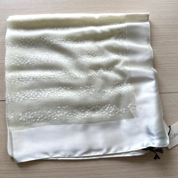 Calvin Klein Pocket Square/Scarf 19"x19" White Sheer - Picture 1 of 5